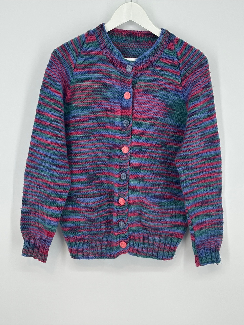 Multicolor Striped Knit Button-Up Cardigan Sweater